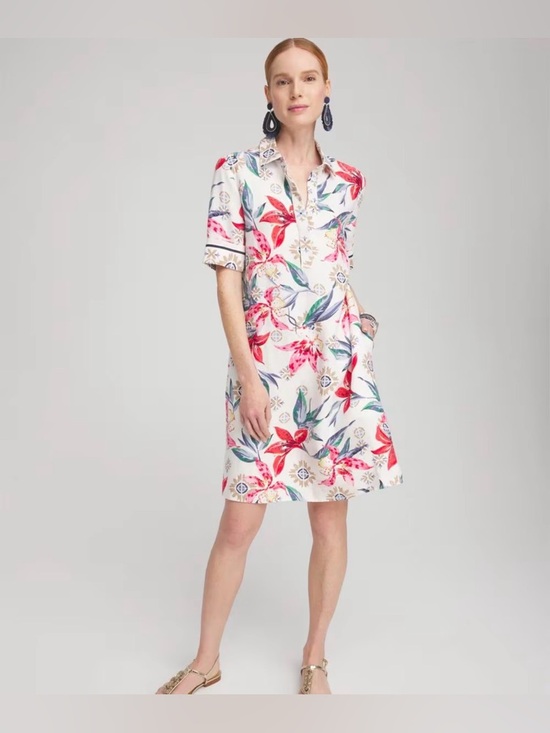 Chico's Dresses & Skirts - Chico’s Linen Floral Popover Shirt Dress Size 10 US Resort Wear Coastal Beach